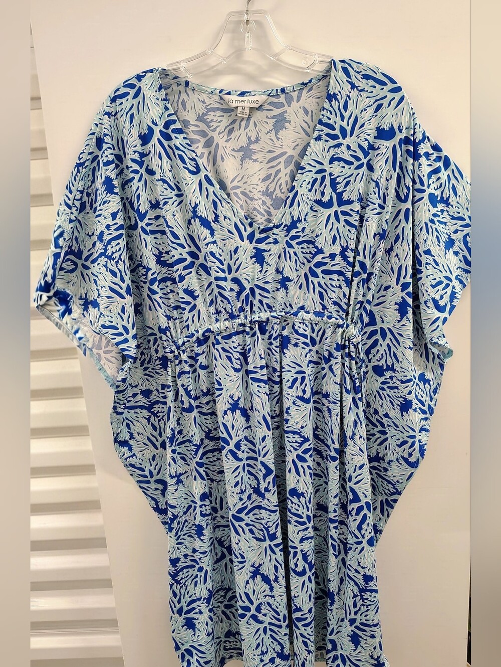 NWOT La Mer Luxe Resort Wear Beach Cover-up, Oversized Poncho Blue Dress M